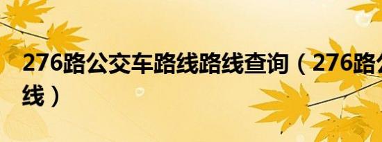 276路公交车路线路线查询（276路公交车路线）