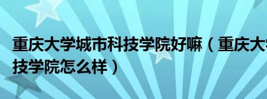 重庆大学城市科技学院好嘛（重庆大学城市科技学院怎么样）