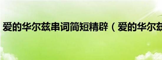爱的华尔兹串词简短精辟（爱的华尔兹串词）