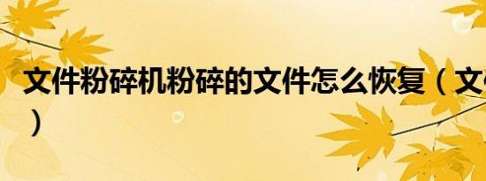 文件粉碎机粉碎的文件怎么恢复（文件粉碎机）