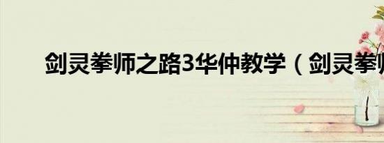 剑灵拳师之路3华仲教学（剑灵拳师）