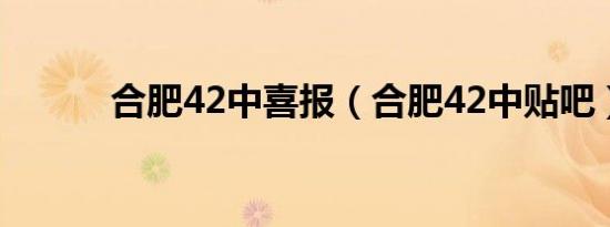 合肥42中喜报（合肥42中贴吧）