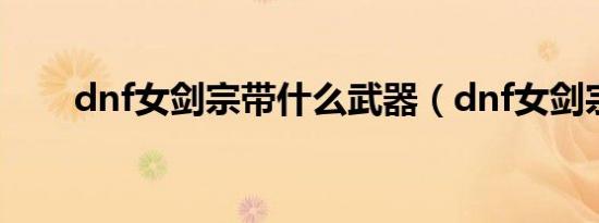 dnf女剑宗带什么武器（dnf女剑宗）