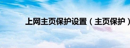 上网主页保护设置（主页保护）