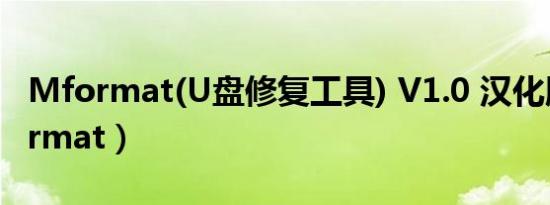 Mformat(U盘修复工具) V1.0 汉化版（mformat）