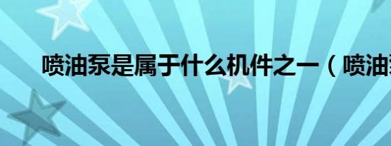 喷油泵是属于什么机件之一（喷油泵）