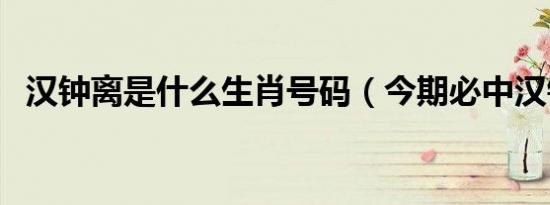 汉钟离是什么生肖号码（今期必中汉钟离）