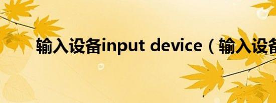 输入设备input device（输入设备）