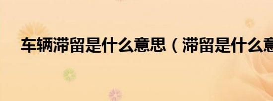 车辆滞留是什么意思（滞留是什么意思）