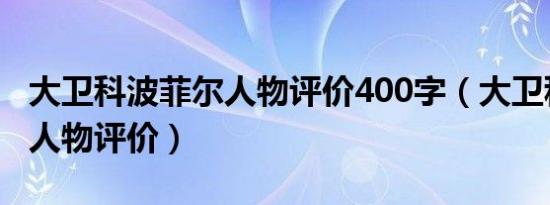 大卫科波菲尔人物评价400字（大卫科波菲尔人物评价）