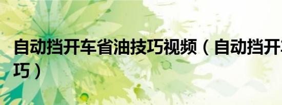 自动挡开车省油技巧视频（自动挡开车省油技巧）