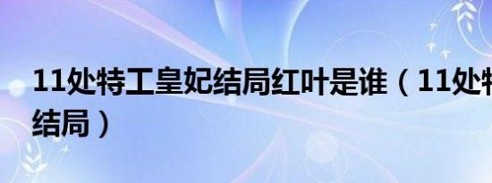 11处特工皇妃结局红叶是谁（11处特工皇妃结局）