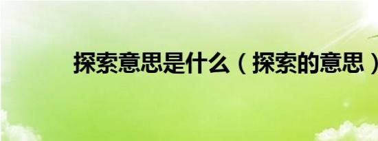 探索意思是什么（探索的意思）