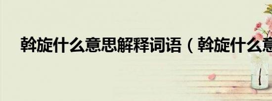 斡旋什么意思解释词语（斡旋什么意思）