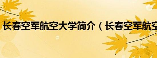 长春空军航空大学简介（长春空军航空大学）
