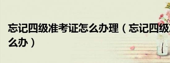 忘记四级准考证怎么办理（忘记四级准考证怎么办）