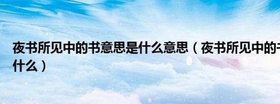夜书所见中的书意思是什么意思（夜书所见中的书的意思是什么）