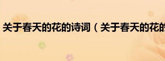 关于春天的花的诗词（关于春天的花的诗句）