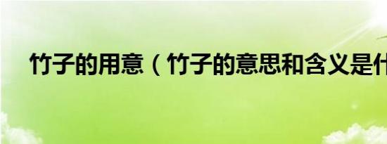 竹子的用意（竹子的意思和含义是什么）
