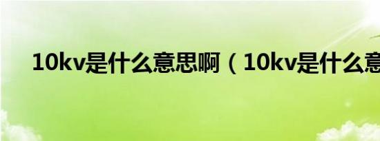 10kv是什么意思啊（10kv是什么意思）