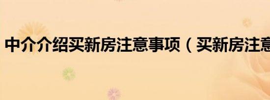 中介介绍买新房注意事项（买新房注意事项）