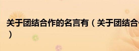 关于团结合作的名言有（关于团结合作的名言）
