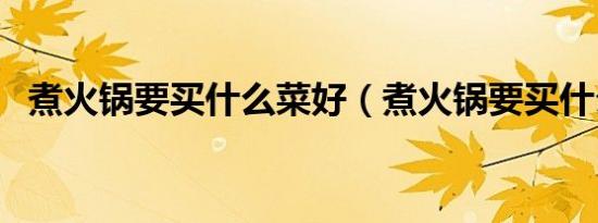 煮火锅要买什么菜好（煮火锅要买什么菜）