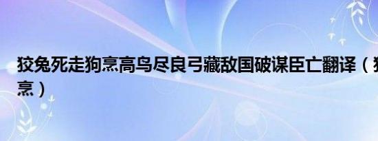 狡兔死走狗烹高鸟尽良弓藏敌国破谋臣亡翻译（狡兔死走狗烹）