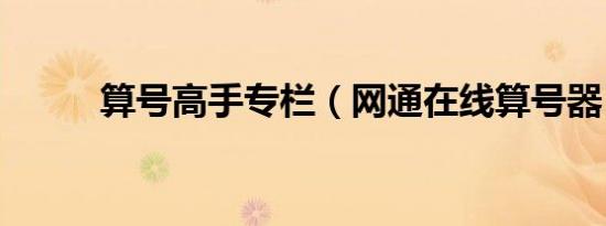 算号高手专栏（网通在线算号器）