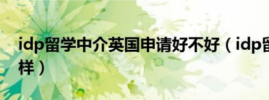 idp留学中介英国申请好不好（idp留学怎么样）