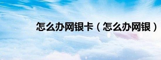 怎么办网银卡（怎么办网银）