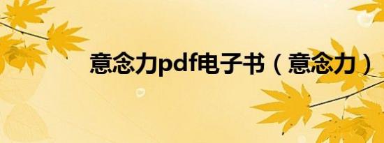 意念力pdf电子书（意念力）
