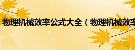 物理机械效率公式大全（物理机械效率公式）