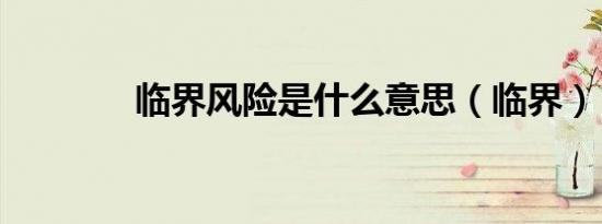 临界风险是什么意思（临界）