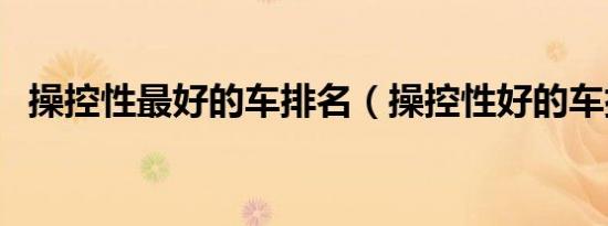 操控性最好的车排名（操控性好的车排行）