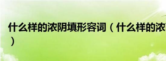 什么样的浓阴填形容词（什么样的浓荫形容词）