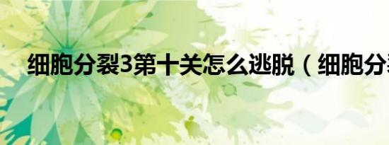 细胞分裂3第十关怎么逃脱（细胞分裂3）