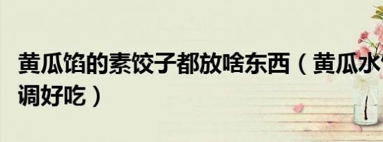 黄瓜馅的素饺子都放啥东西（黄瓜水饺馅怎么调好吃）