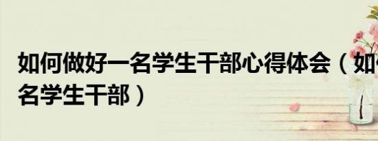 如何做好一名学生干部心得体会（如何做好一名学生干部）
