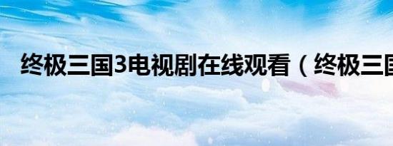 终极三国3电视剧在线观看（终极三国37）