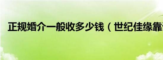 正规婚介一般收多少钱（世纪佳缘靠谱吗）