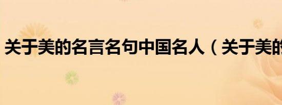 关于美的名言名句中国名人（关于美的名言）
