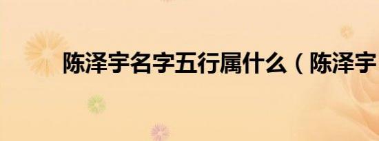 陈泽宇名字五行属什么（陈泽宇）