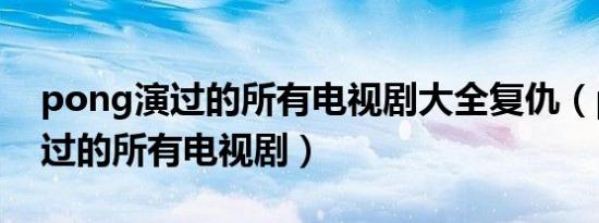 pong演过的所有电视剧大全复仇（pong演过的所有电视剧）