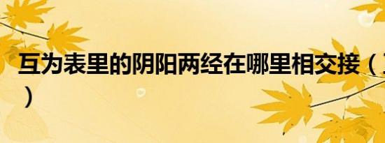 互为表里的阴阳两经在哪里相交接（互为表里）
