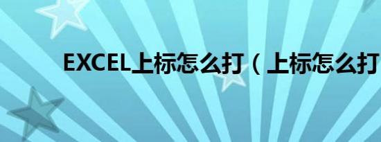 EXCEL上标怎么打（上标怎么打）