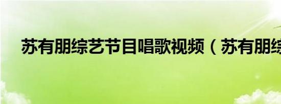 苏有朋综艺节目唱歌视频（苏有朋综艺）