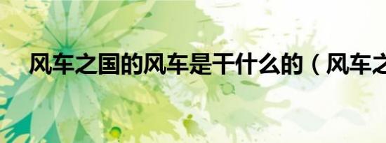 风车之国的风车是干什么的（风车之国）