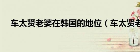 车太贤老婆在韩国的地位（车太贤老婆）