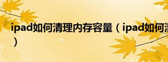 ipad如何清理内存容量（ipad如何清理内存）